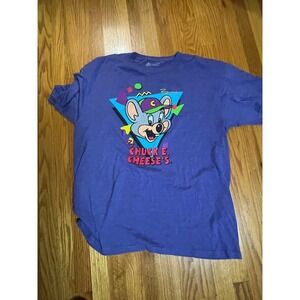 Chuck E Cheese Mens XL Purple Graphic T-Shirt Retro 90s Style Bioworld Tee
